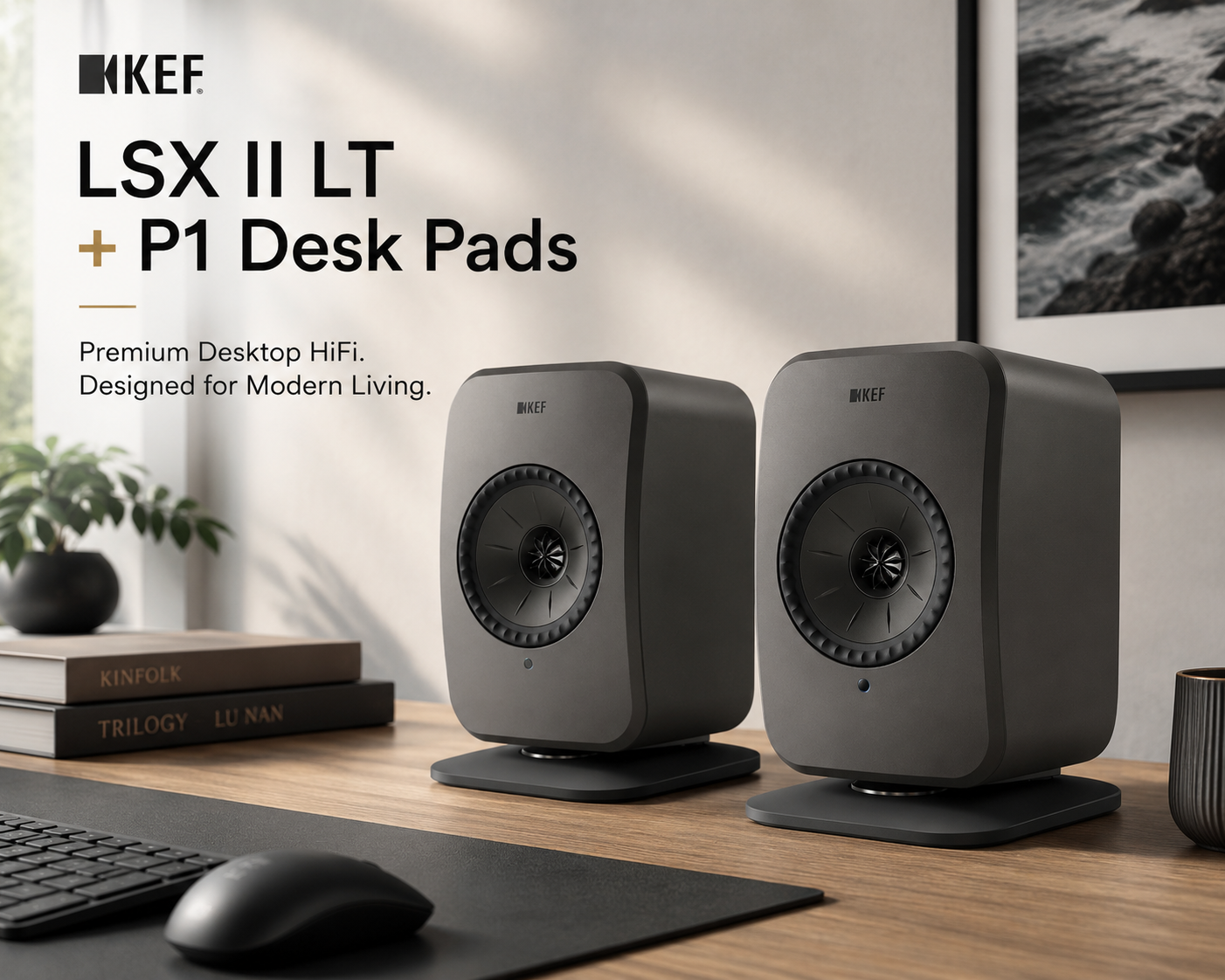 KEF LSX II LT + KEF P1 Desk Pad Bundle – Magnum Sound and Vision