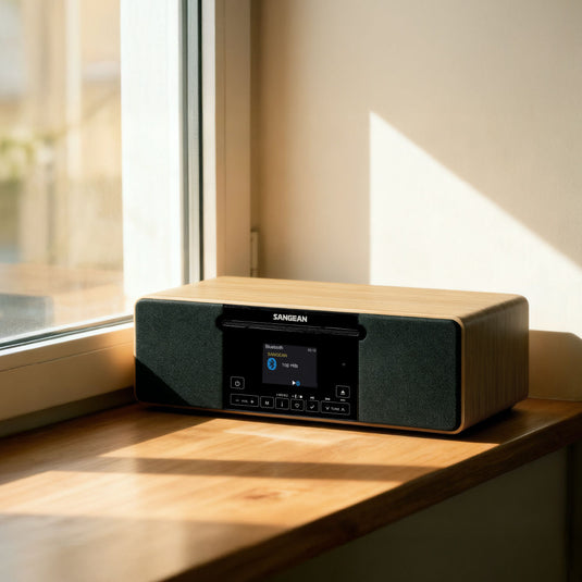 Sangean WR-60 AM/FM/CD/Bluetooth Wooden Cabinet Radio, Natural Maple