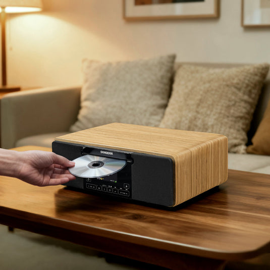 Sangean WR-60 AM/FM/CD/Bluetooth Wooden Cabinet Radio, Natural Maple