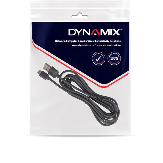 1.2m USB 2.0 Micro-B Male to USB-A Male Connectors Colour Black