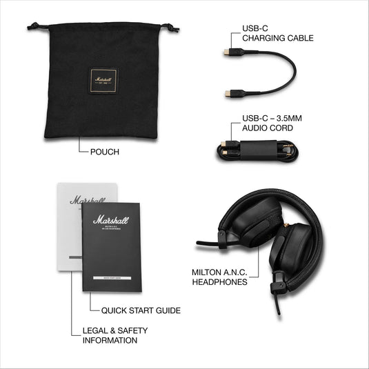 Marshall Milton A.N.C On-Ear Wireless Headphones (Black)