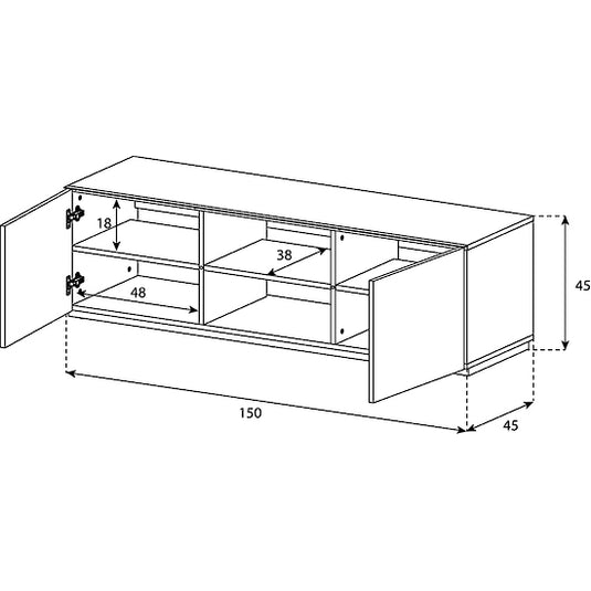 Sonorous 1500mm Value Series TV Cabient White - TRD150GWHTGWHT - Magnum Sound and Vision