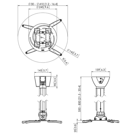 Vogels PPC 2555 Projector Ceiling Mount - Silver