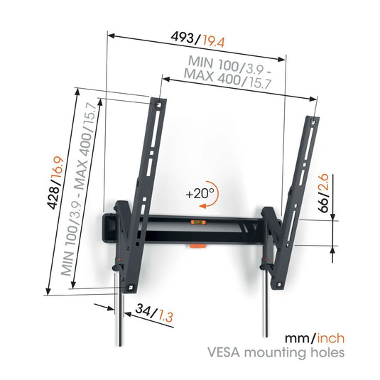 Vogels TVM3415 Tilting TV Mount (32"-65" / Max 25kg)