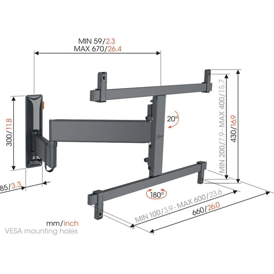 Vogel's TVM 3665 Full-Motion OLED TV Wall Mount (40-77", Max 35kg)