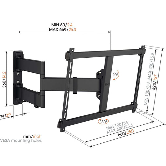 Vogel's TVM 3845 Full-Motion TV Wall Mount (55-100'', Max 55kg)